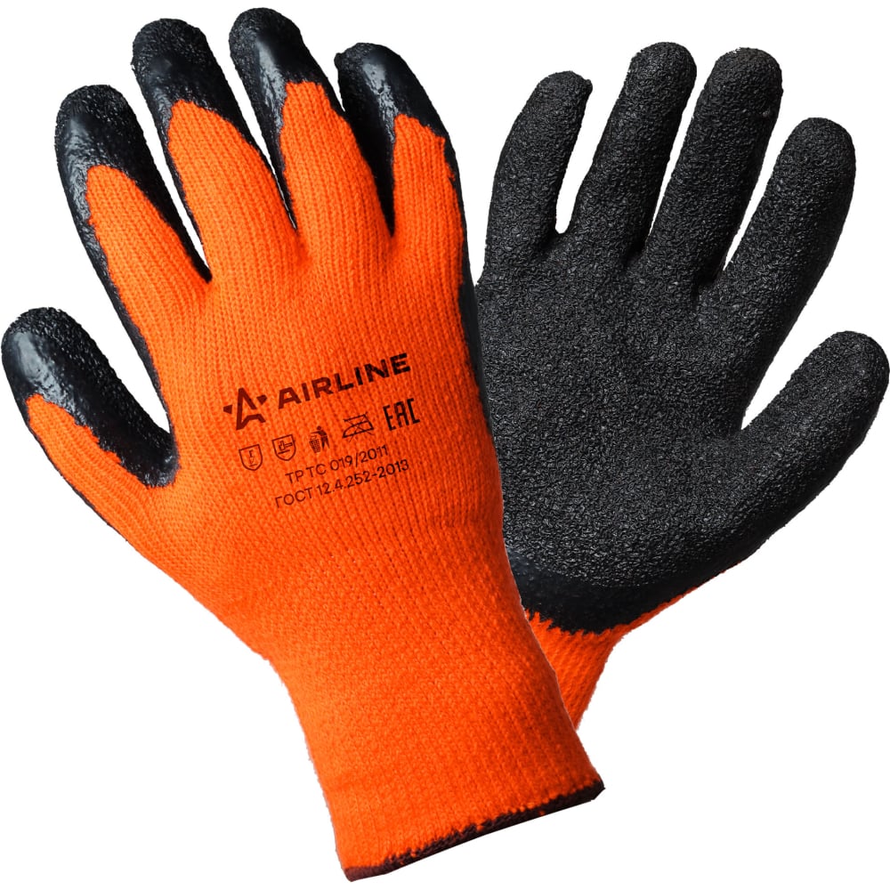 Утепленные акриловые перчатки с двухслойным латексным покрытием ладони .