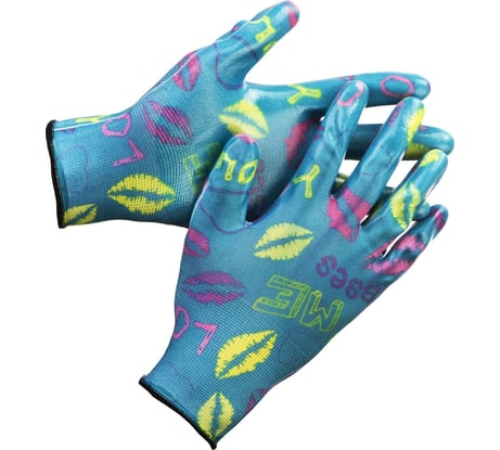 Садовые перчатки с прозрачным нитриловым покрытием Grinda синие, р. L-XL 11296-XL