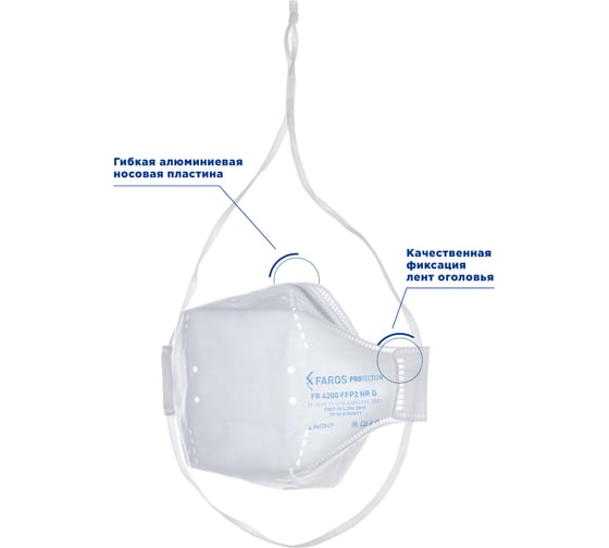 Респиратор FAROS HYGIENE FR 4200 PREMIUM, FFP2 NR D Рес 198