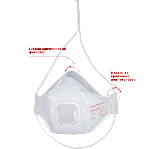 Респиратор FAROS HYGIENE FR 4310 PREMIUM, FFP3 NR D, с клапаном Рес 196