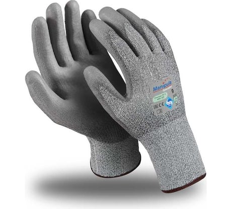 Перчатки Manipula Specialist СТИЛКАТ ПУ 5, MG-466, Sapphire Technology, ПУ частичный, оверлок, серый Пер 720/1/8