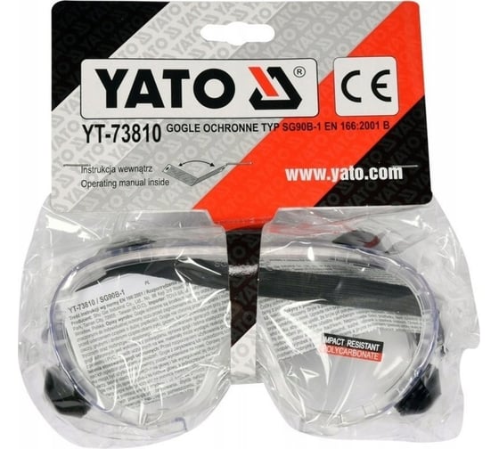 Защитные закрытые очки YATO прозрачные, 4 вентиляционных клапана YT-73810