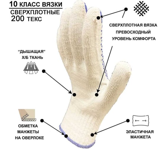 Рабочие перчатки Master-Pro® ЭКСТРА плотные, 10 класс вязки, 20 пар 5510-EX-20