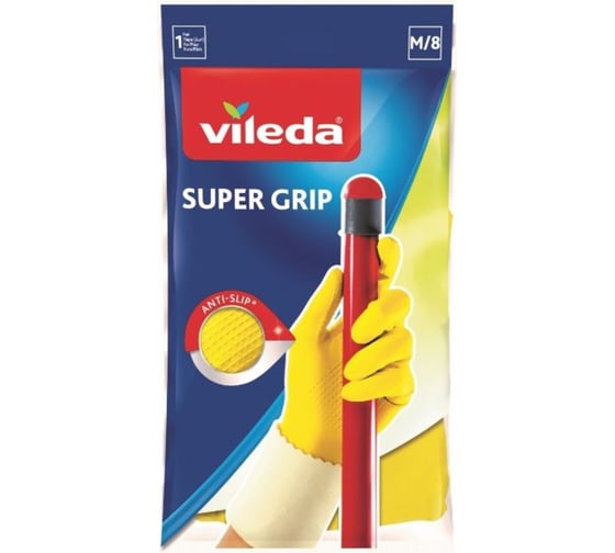 Перчатки Vileda Супер Грип с хлопком, р. M 166777