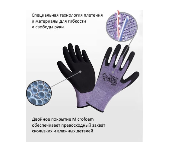 Перчатки 2Hands 2705 р-р 10.5, нейлон-спандекс/нитриловое покрытие microfoam, 144 пары 2705 -10,5 полная коробка