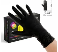 Нитриловые перчатки повышенной прочности H7 без пудры черные 178 микрон 30 см, размер XL (30 пар) 957515