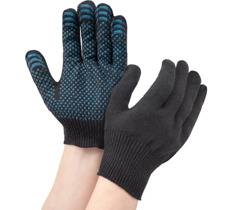 Трикотажные перчатки Gigant с ПВХ-покрытием точка, 10 класс, размер 10, черные GGC-11