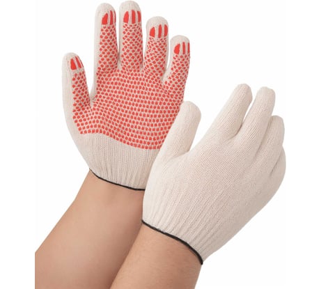 Трикотажные перчатки Gigant с ПВХ-покрытием точка, 10 класс, размер 9, белые GGC-12