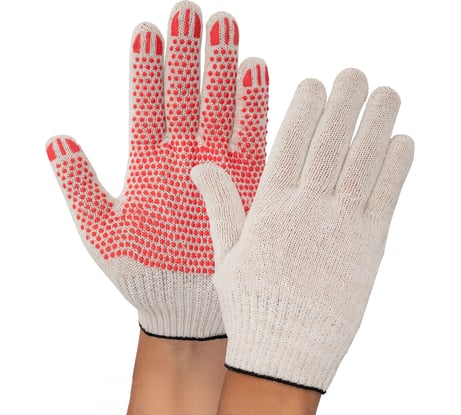 Трикотажные легкие перчатки Gigant с покрытием ПВХ-точка, 10 класс, белые GGC-9