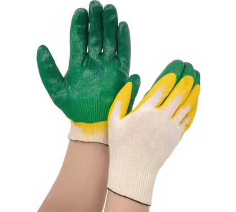 Перчатки с двойным латексным обливом Gigant люкс, 9 размер, 13 класс, зеленые GGL-17