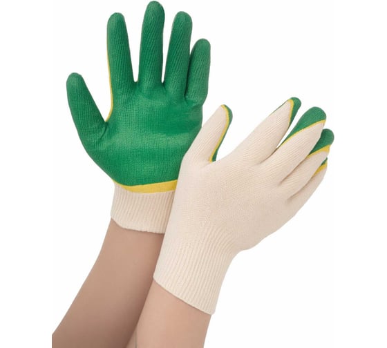 Перчатки с двойным латексным обливом Gigant 13 класс,1 пара, зеленые GGL-16 1