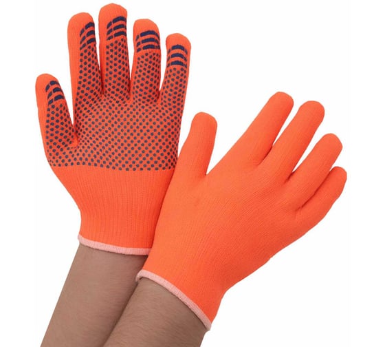 Утепленные акриловые перчатки Gigant с защитой от скольжения, 10 класс, сигнальный цвет GGW-10 1