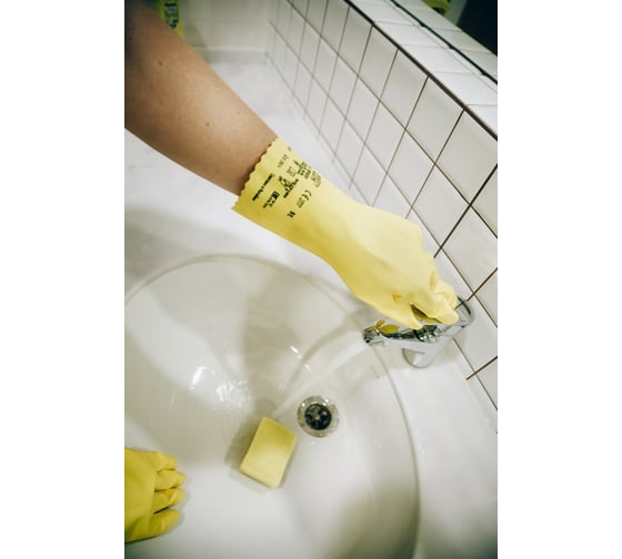 Латексные химстойкие перчатки JetaSafety желтые, размер L/9 JL711-L(Y)