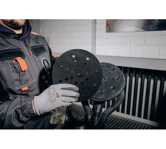 Перчатки из полиэфирной пряжи c рельефным латексным покрытием Jeta Safety р. 9/L, серый/черный JL061/L