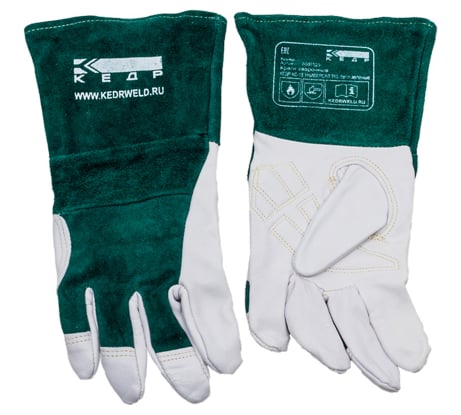 Сварочные краги КЕДР КС-18 УНИВЕРСАЛ TIG бело-зеленые, р-р М 8007529