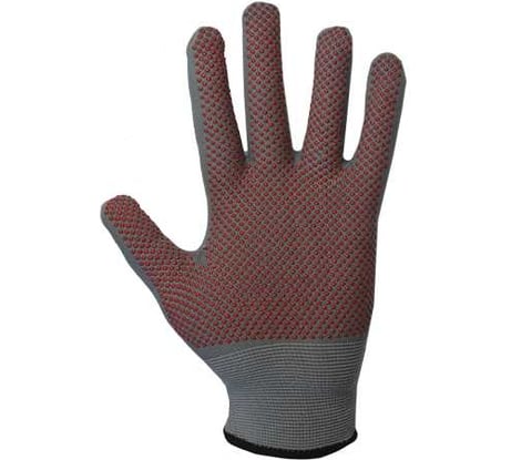 Нейлоновые перчатки Armprotect серые, с ПВХ-точкой, красного цвета, р. 8 6101 4631161387622