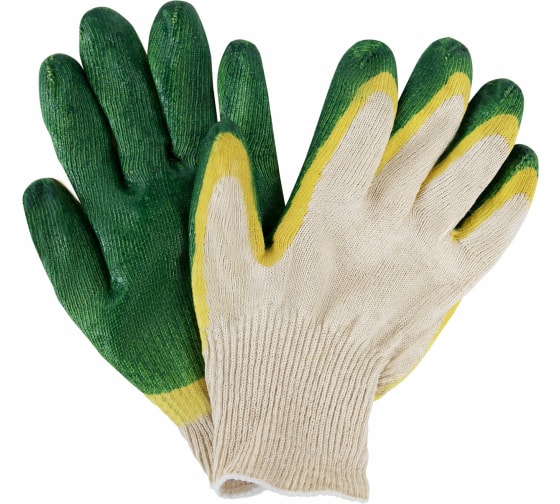 Хлопчатобумажные износостойкие перчатки LAIMA Люкс, двойной облив, 13 класс, 40-42 г, 100 пар 608673 1