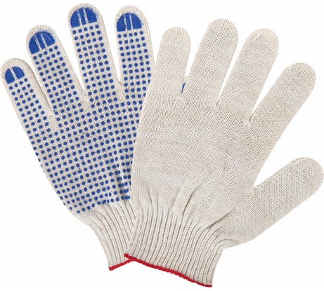 Хлопчатобумажные перчатки LAIMA Люкс 10 класс, 40-42 г, 116 текс, ПВХ-точка, белые, 100 пар 608678