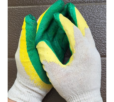 Перчатки х/б с двойным латексным покрытием R2R, 13 класс, зеленые, 100 пар 7010-00RL-З