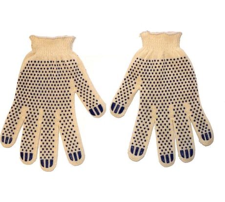 Бытовые перчатки х/б с ПВХ нанесением БЕРТА 10 класс, 6 пар 100/6