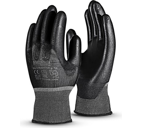 Перчатки Manipula Specialist МИКРОПОЛ (MG-161), нейлон, полиуретан, оверлок, цвет черный (9), Пер 612/9