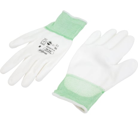 Перчатки Manipula Specialist МИКРОПОЛ (MG-162), нейлон, полиуретан, оверлок, цвет белый (8), Пер 611/8