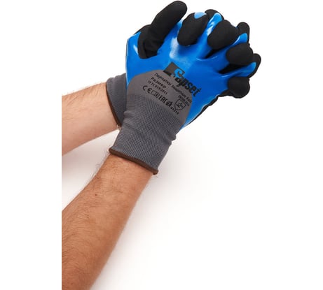 Рабочие защитные перчатки Sapset kelt s, 3 пары, с песчаным нитриловым двойным покрытием, обливом 3/4, размер 7 Kelt7.3