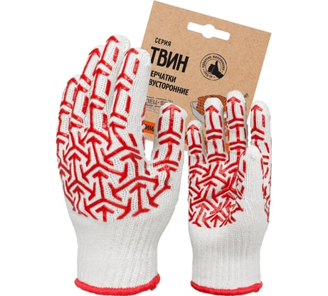 Перчатки х/б с ПВХ СТРЕЛА СПЕЦ-SB бело-красные Пер 052Я 3.7115.052