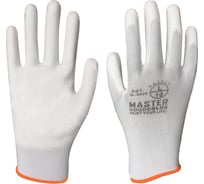 Водоотталкивающие перчатки MASTER COLOR с обливкой из полиуретана, белые 30-4020