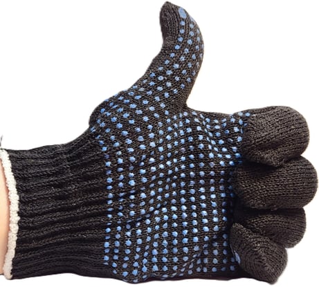 Перчатки R2R х/б с пвх, 10класс, 4 нити, черные, 100 пар 0410BL-100