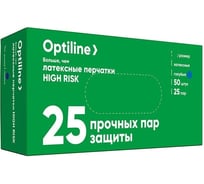 Латексные перчатки Optiline HIGH RISK, 17 гр, р.M, 50 шт 27-1881