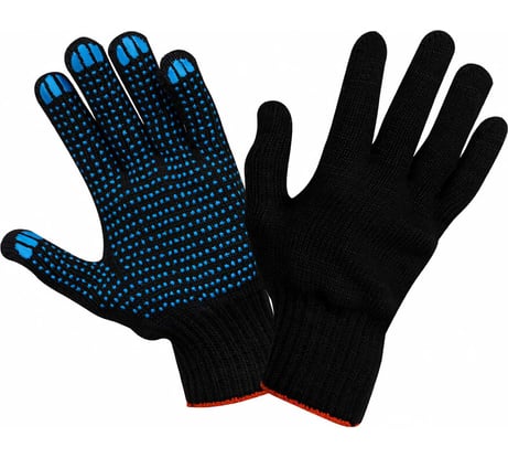 Хлопчатобумажные перчатки с ПВХ-волокном Pegas pneumatic 4 нити, черные 120613