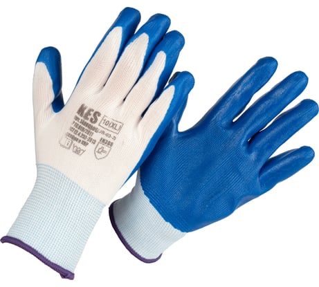 Усиленные перчатки из полиэстера КЭС, гладкий нитрильный облив ладони, размер 10/XL 14000006 JR-03-2