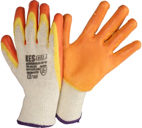 Усиленные перчатки из поликоттона КЭС, двойной латексный облив ладони, размер 9/L, 12шт 14000034