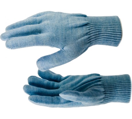 Трикотажные перчатки СИБРТЕХ, акрил, голубые, двойная манжета, 68676