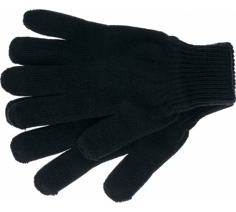 Трикотажные перчатки с двойной манжетой СИБРТЕХ, акрил, чёрные 68671