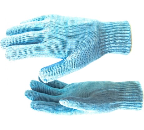 Трикотажные двойные перчатки с двойной манжетой СИБРТЕХ акрил, голубые 68686