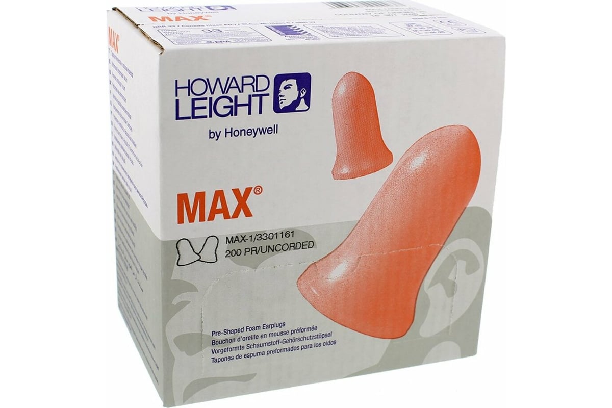 Беруши Honeywell Howard Leight Max без шнурка, 200 пар 3301161 - выгодная  цена, отзывы, характеристики, фото - купить в Москве и РФ