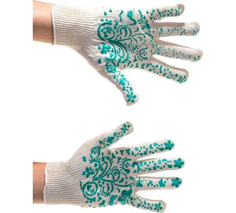 Перчатки х/б с ПВХ-покрытием Gigant Цветы 13 класс вязки G-025
