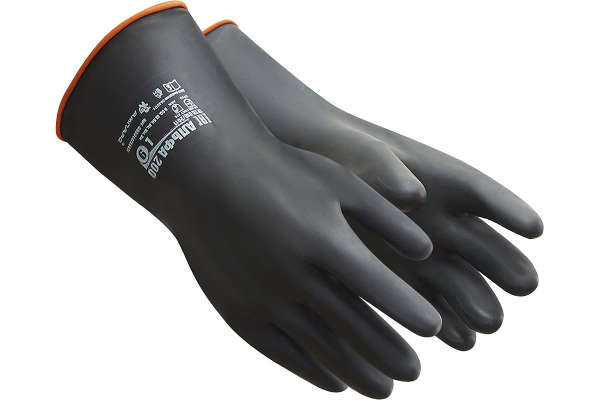 Химостойкие перчатки Ампаро Альфа 200, двухслойный латекс, черные, р.XL .