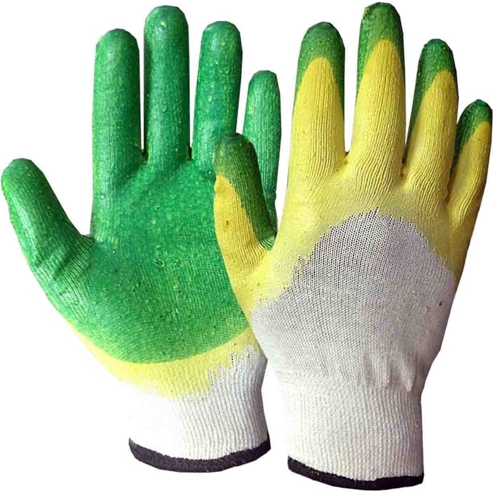 Трикотажные перчатки с 2-м латексным обливом Парников зеленые .