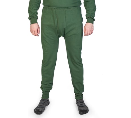 Зимние кальсоны с начесом БЕРТА, 100% хлопок, оливковый цвет 721о-60-62