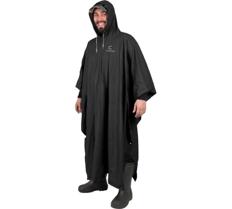 Пончо-дождевик Следопыт плотный PVC, 121x129 см, на кнопках, с капюшоном, черный, р. 48-50 PF-RC-11