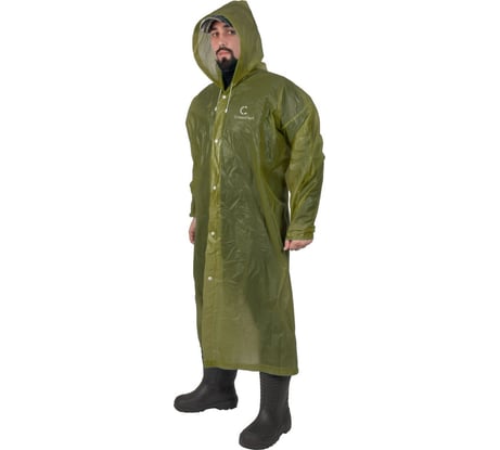 Плащ-дождевик Следопыт EVA, 80x131 см, на кнопках, с капюшоном, army green, р. 60-62 PF-RC-15