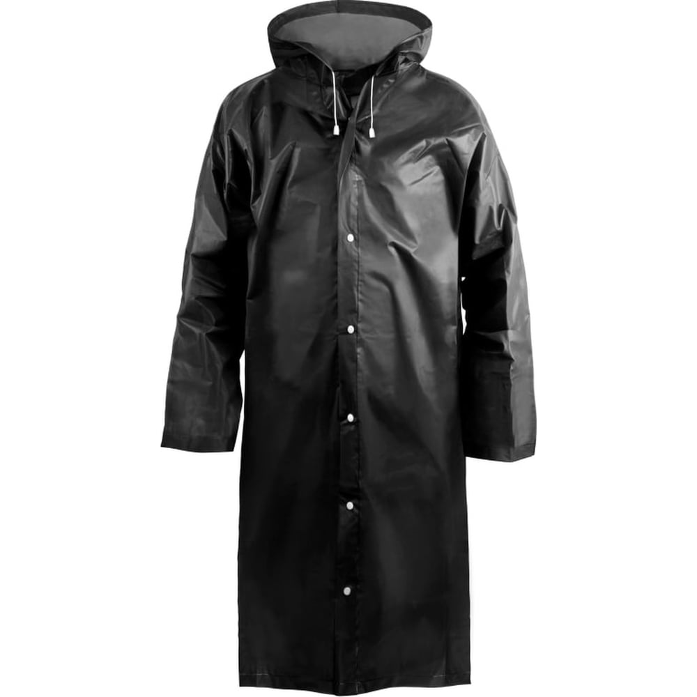 Сверхпрочныйдождевик-плащKomfiчерный,ПВХ,накнопках,150мкм,121797