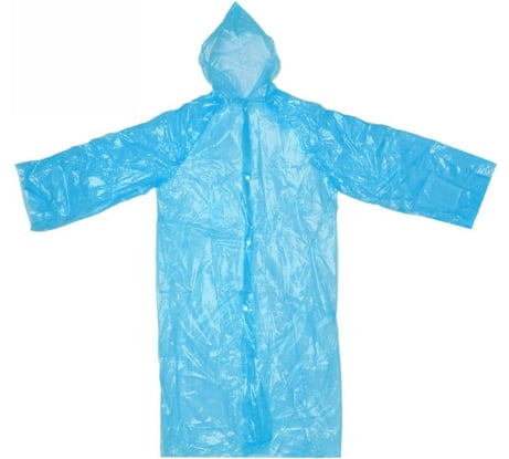 Дождевик-плащ Добросад 25 Мкрн 110*65см "Ветерок" с капюшоном, на кнопках, синий 786-236