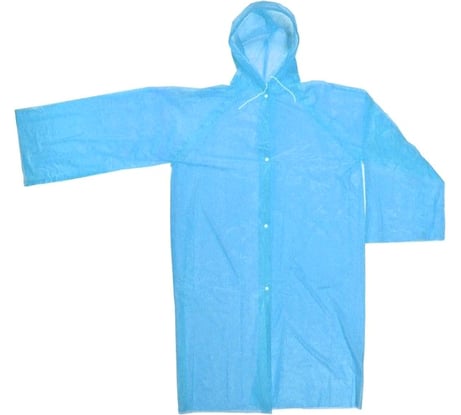 Дождевик-плащ Добросад 30 Мкрн 110*65см "Сезон" с капюшоном и завязками, на кнопках, голубой 786-558