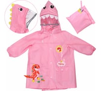 Дождевик-плащ Добросад "Рокки-Динозаврик" с капюшоном, рукава на резинке, розовый, р. M(64*46см) 835-876
