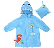Дождевик-плащ Добросад "Рокки-Динозаврик" с капюшоном, рукава на резинке, голубой, р. M(64*46см) 835-874