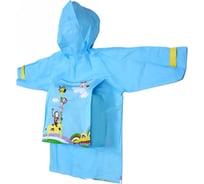 Дождевик-плащ Добросад "Веселые приключения-Жирафик" с капюшоном, регулируемый манжет, голубой, р. XL(86*54см) 835-858
